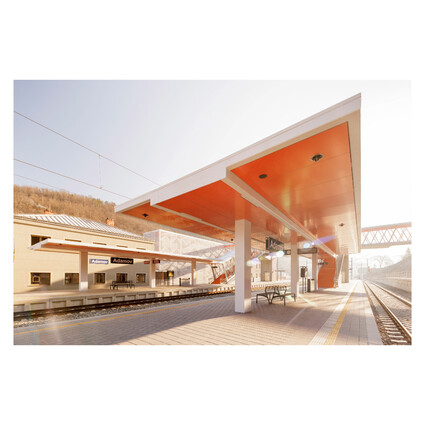 🟠Adamov train station. Starring orange!🟠 Roofing of two …