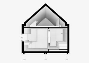 Sectional view | Ulita with a saddleback roof